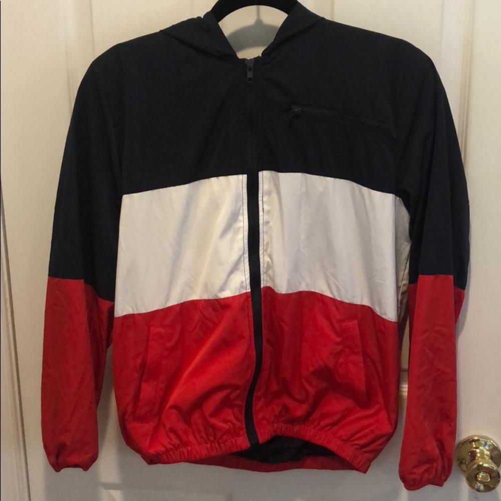 Brandy Melville red white and blue windbreaker